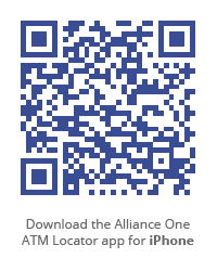 QR Code: download the Alliance One ATM Locator app for iPhone